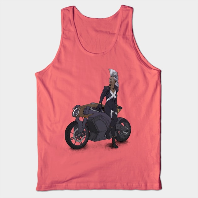 Mohawk Woman On Motorcycle Tank Top by ForAllNerds